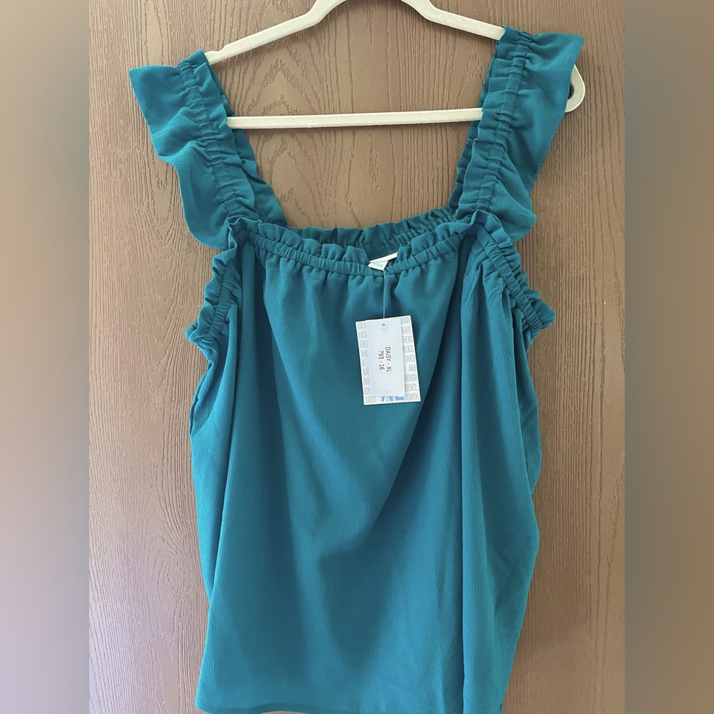 NWT LuLaRoe Teal Daisy Dressy Tank Top Size XL $25